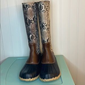 Snakeskin duck boots